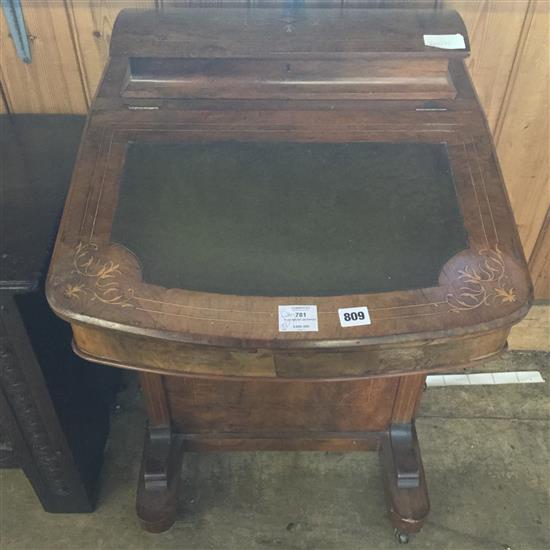 Inlaid walnut davenport